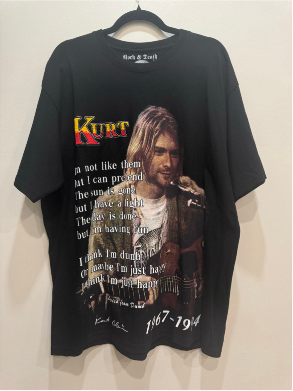 Rock & Death Retro Kurt Cobain All Over Print Nirvana Black XL Tshirt